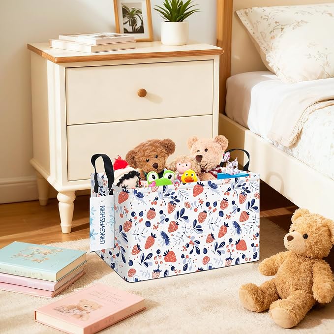 LANGYASHAN Rectangular Storage Bin Collapse Canvas Fabric Cartoon Storage Basket - Image 8