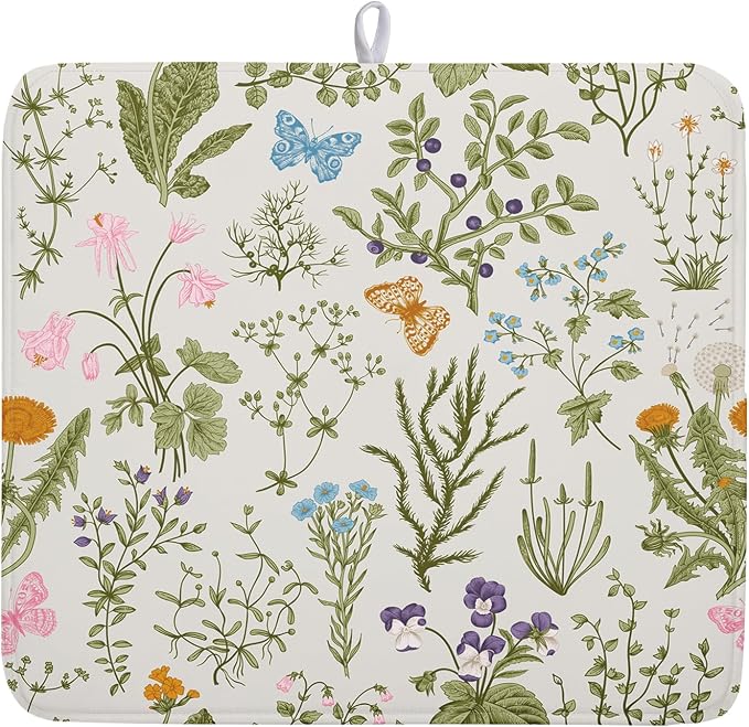 Kawani Wild Flowers Plant Dish Drying Mats by Kawani