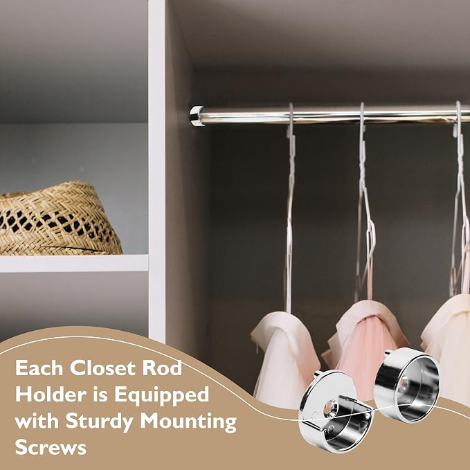 B&B Hardware Extra Pair Round Closet Rod End Support-Wardrobe Bracket Metal Rod - Image 5