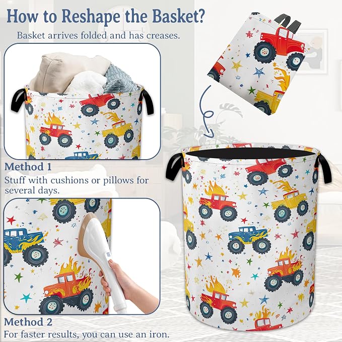 Cute Truck Laundry Basket, Foldable Oxford Cloth Laundry Hamper - Image 6