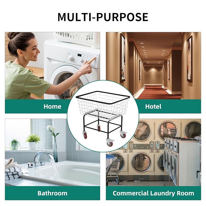 4.5-Bushel Rolling Laundry Cart - Image 6