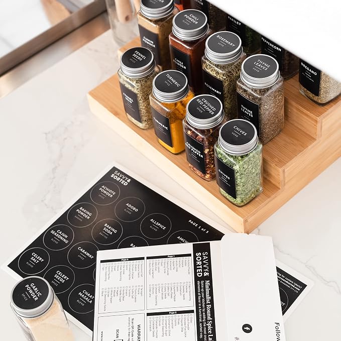SAVVY & SORTED Spice Labels, 140 Round Waterproof Kitchen Labels - Image 4