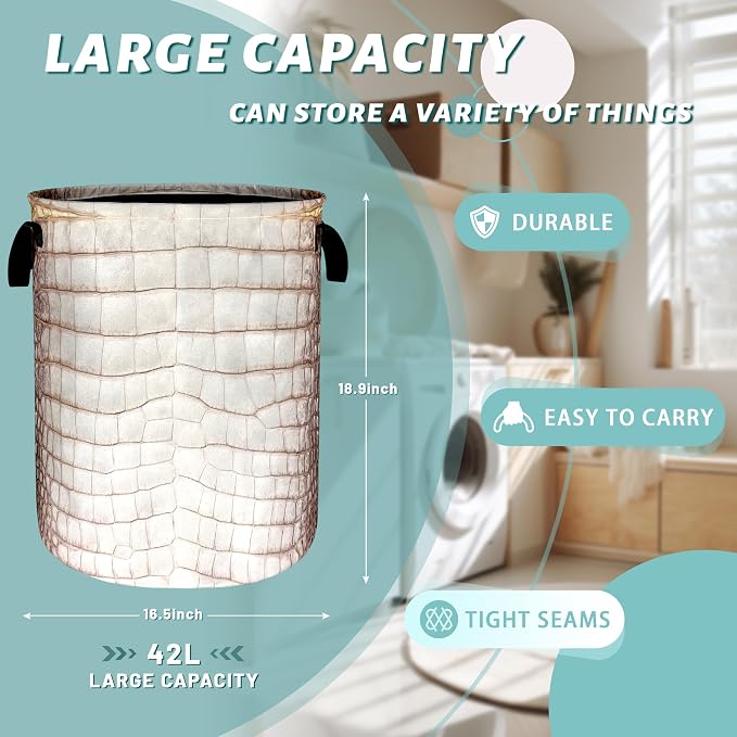 Crocodile Skin Texture Pattern Laundry Basket Foldable Oxford Cloth Laundry - Image 2