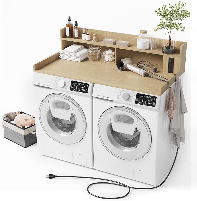 Upgraded 2-Tier Washer and Dryer Countertop by ZYKZYKHOME