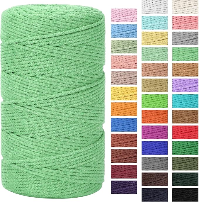 Macrame Cord 3mm x 164yd | 100% Natural Cotton Macrame Rope | 4 Strand Twisted by MacraBoho
