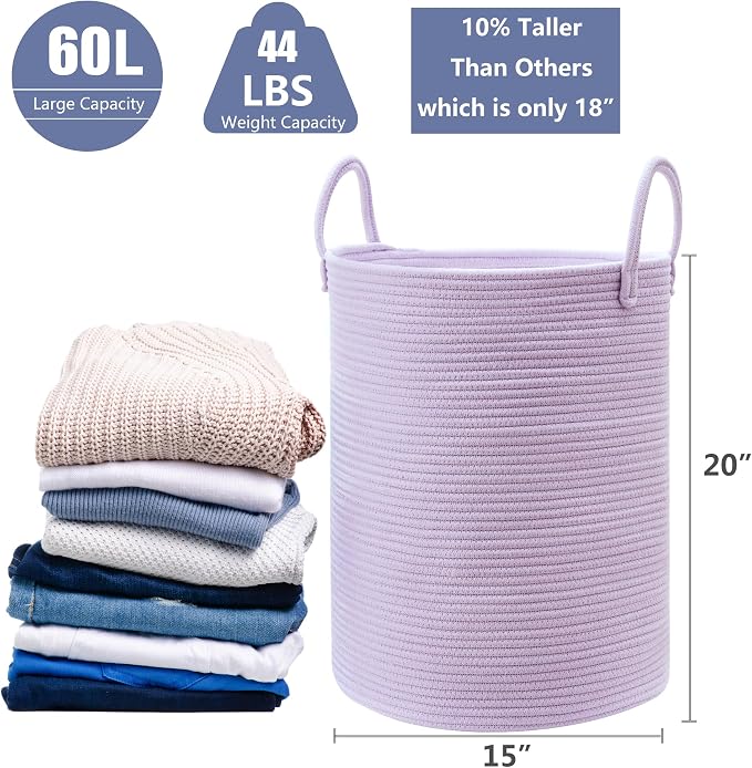 60L Large Purple Hamper Laundry Basket - Image 2