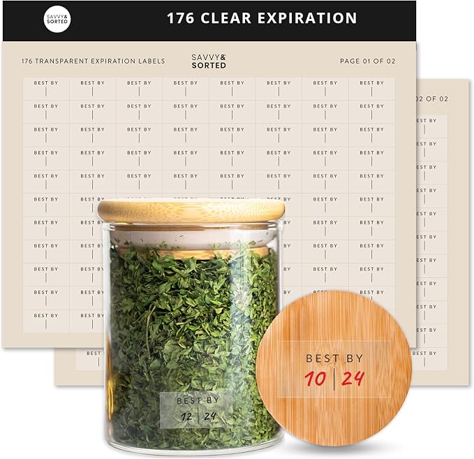 Clear Expiration Date Labels, 176 Waterproof Food Labels by SAVVYSORTED%C2%AE