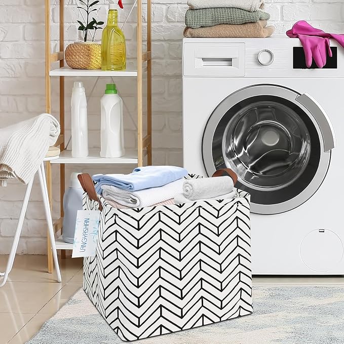 LANGYASHAN Square Storage Baskets Waterproof Canvas Children Laundry Nursery - Image 4