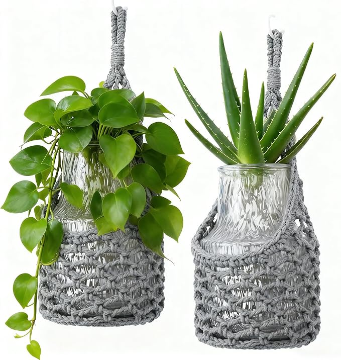 Macrame Wall Plant Hanger, Hanging Planter Basket Holder, Wall Planters by Unknown