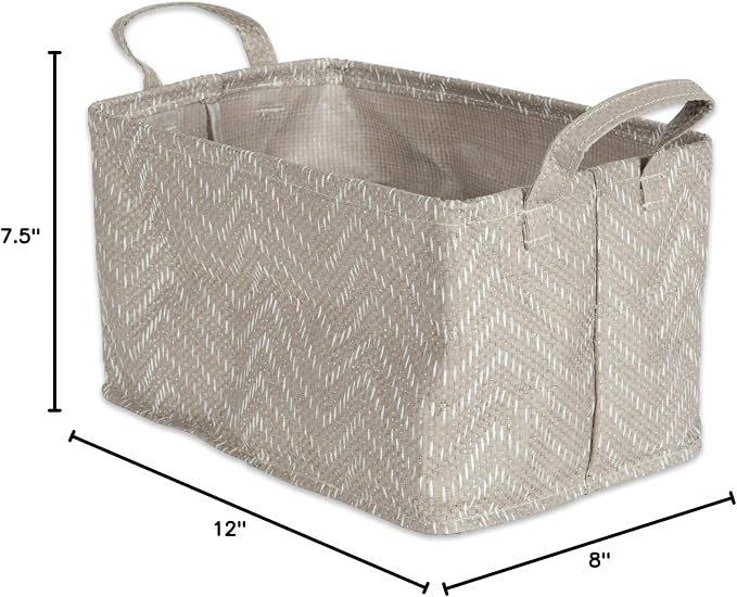 DII Collapsible Waterproof Chevron Laundry, Small Rectangle, Stone/Cream - Image 14