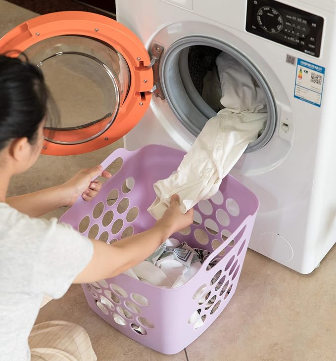 Flexible Plastic Carry Laundry Basket Holder Square Storage Hamper - Image 3