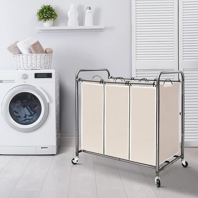 Laundry Sorter Hamper with Wheels, Heavy-Duty Laundry Sorter Rolling Cart - Image 5