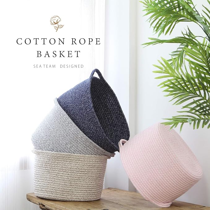 Sea Team Oval Cotton Rope Woven Storage Basket - Image 2