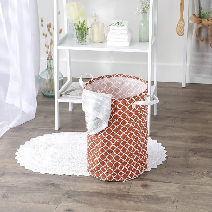 DII Laundy Collection, PE Coated Collapsible Bin, Cinnamon Lattice, Laundry - Image 4