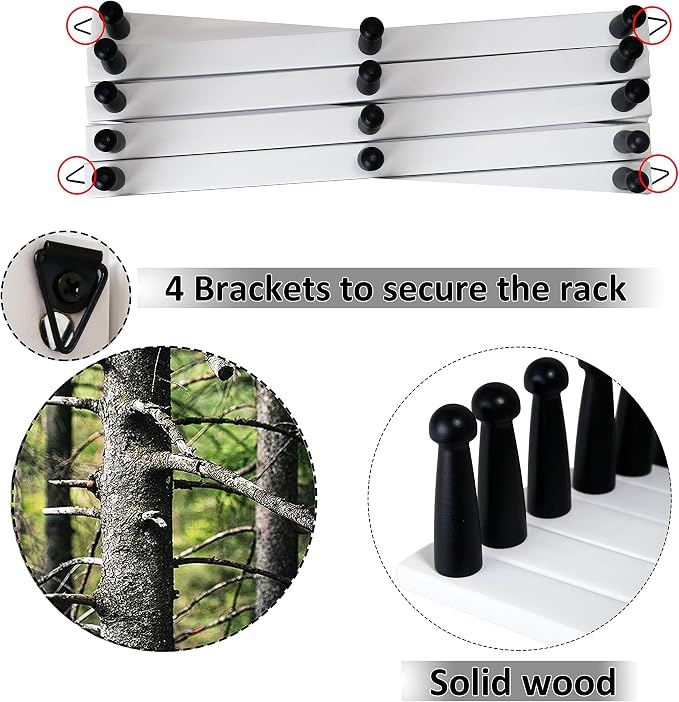 WEBI Accordion Wall Hanger, Expandable Wooden Hat Rack - Image 4