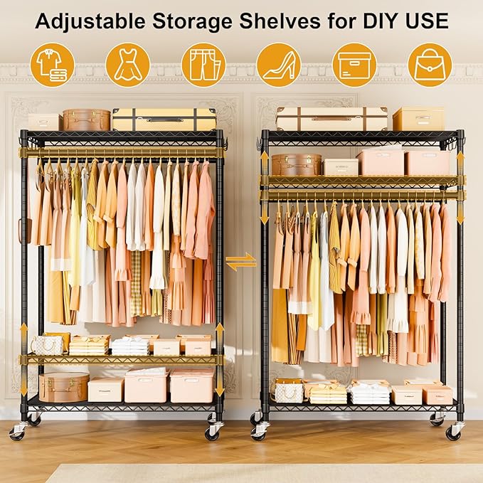 P7 Rolling Clothes Rack, Clothing Racks - Image 3