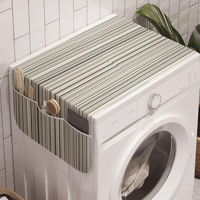 Lunarable Striped Washing Machine Organizer, Abstract Lines in Earthen Tones by Lunarable