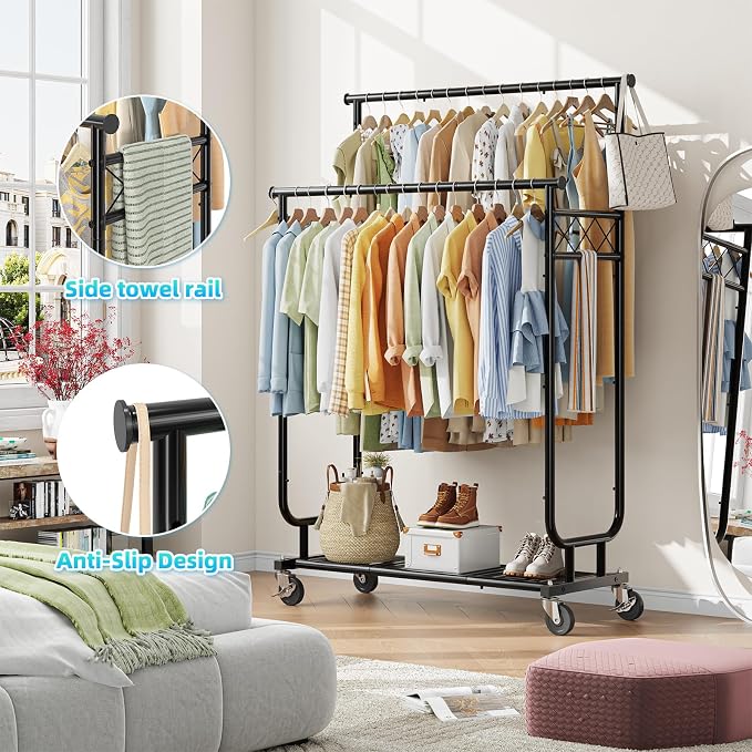 Heavy Duty Clothes Rack, Rolling Clothing Rack - Image 5