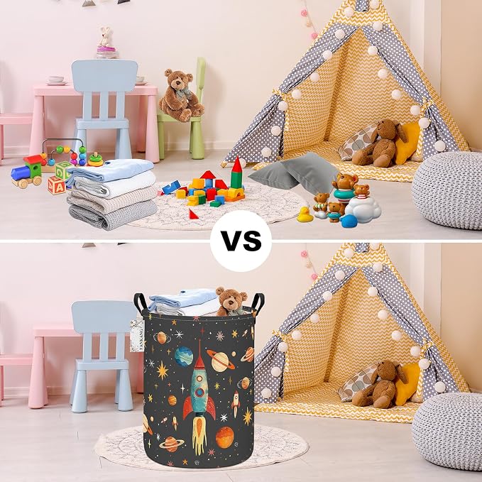 FANKANG Storage Basket, Nursery Hamper Canvas Laundry Basket Foldable - Image 6