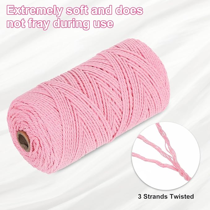 HARFINGTON Natural Macrame Cord 2mm x 220 Yards 3 Strand Twisted Cotton Macrame - Image 3