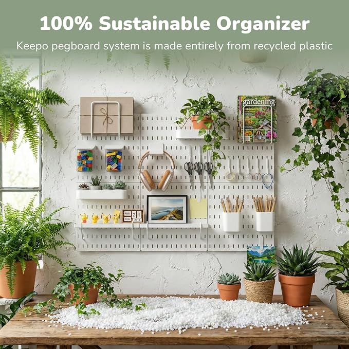 Keepo Peg Board Wall Organizer – Plastic Pegboard Panels, Modular Peg Board - Image 6