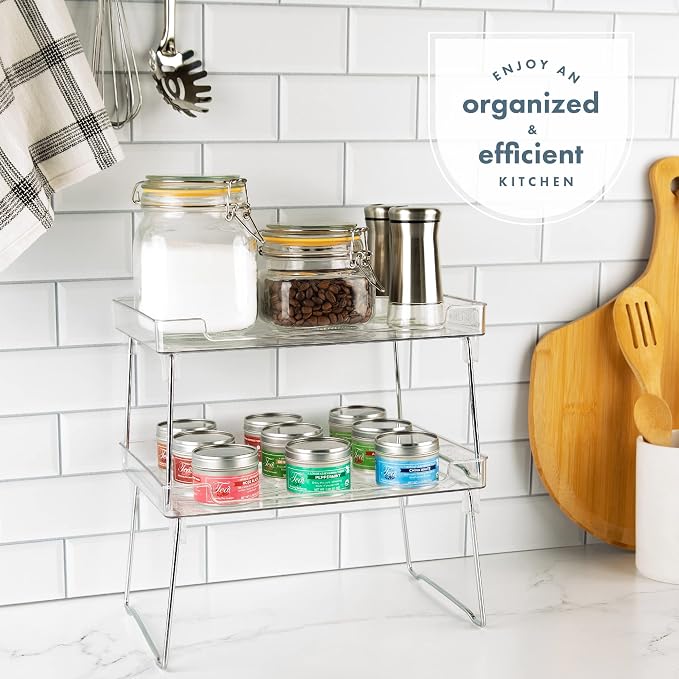 Masirs Clear Stackable Shelf, Easily Organize Your Kitchen Counter and Cabinet - Image 6