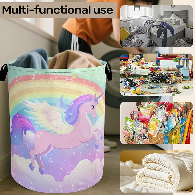 Rainbow Unicorn Foldable Laundry Hamper - Image 6