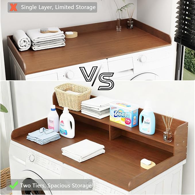 Fabuday 2-Tier Wood Washer Dryer Countertop - Image 5