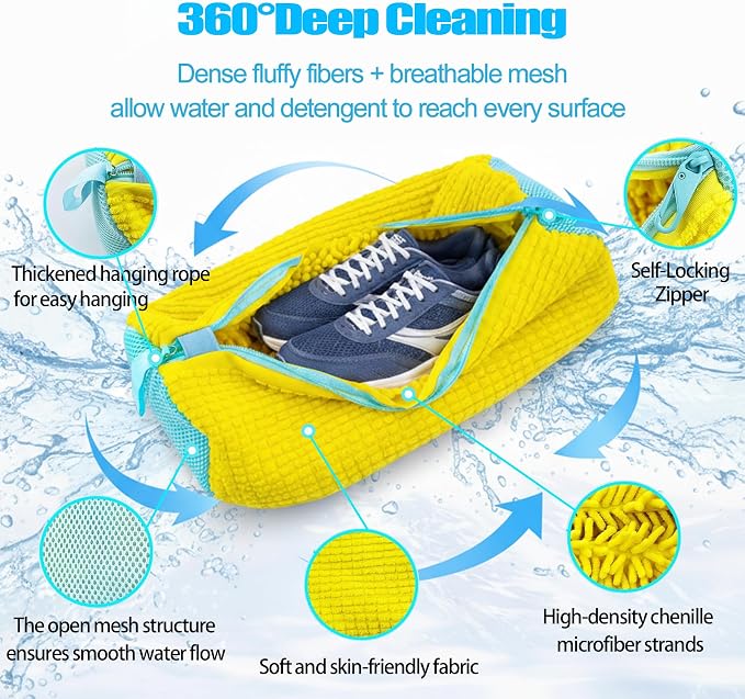 Shoe Washing Machine Bags, Protects Shoes & Washer, Self-Locking Zipper Design - Image 3
