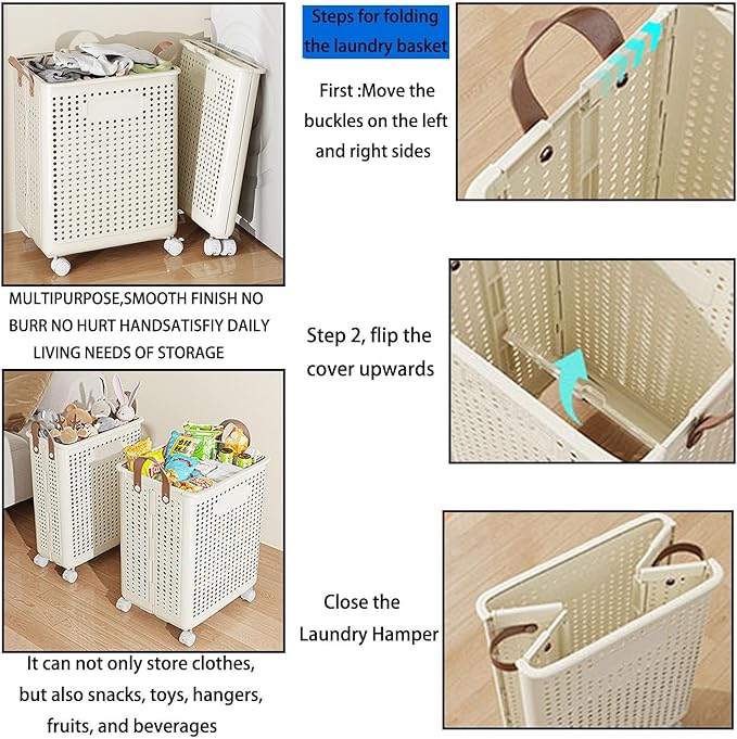 WESAPPINC Collapsible Extral Large Laundry Hamper, Plastic Laundry Basket - Image 5