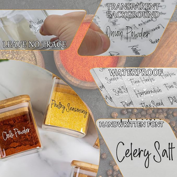 268 Clear Seasoning Jar Labels, Preprinted Kitchen Pantry Organization Labels - Image 3