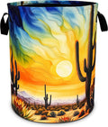 Desert Cactus Laundry Basket Sunset Foldable Oxford Cloth Funny Tote Bag by NUTAINLA