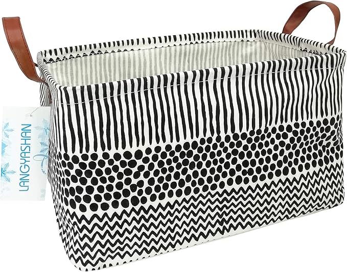 LANGYASHAN Rectangular Storage Bin Collapse Canvas Fabric Cartoon Storage Basket by LANGYASHAN