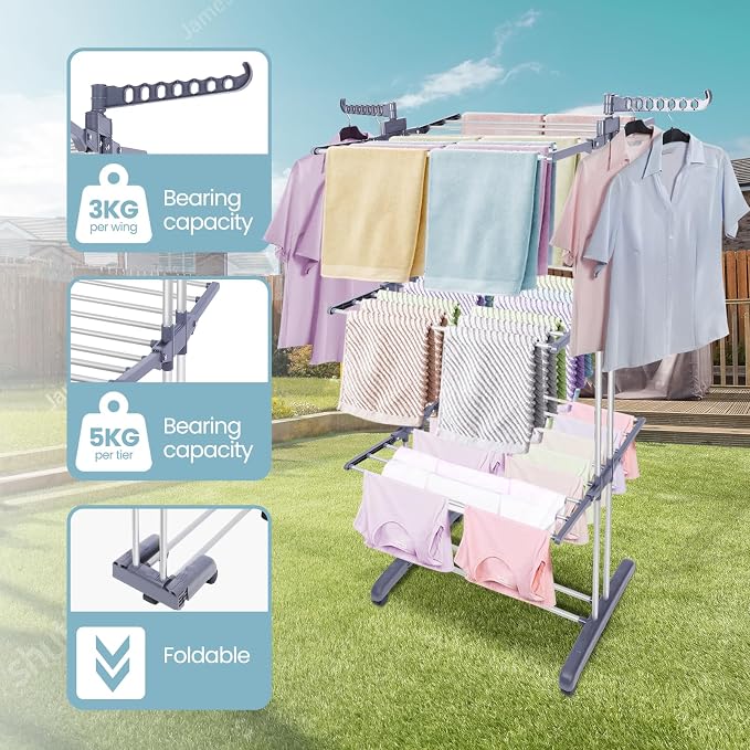 Clothes Drying Rack Foldable Drying Rack Clothing, Oversize 4 Tier Clothes - Image 7
