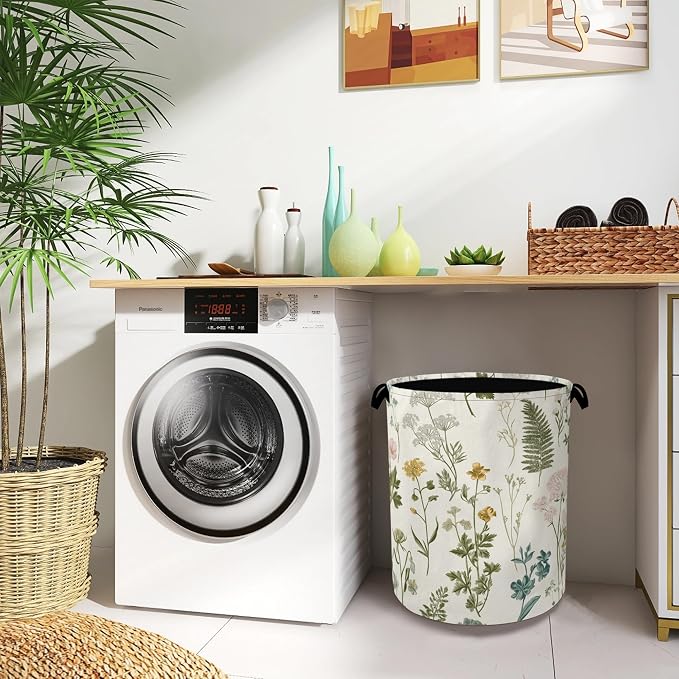 Wildflowers Herb Laundry Basket, Plants Botanical Oxford Cloth Laundry Hamper - Image 8