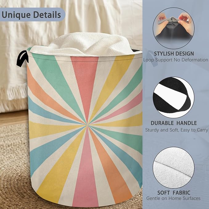 Boho Abstract Geometric Laundry Basket, Foldable - Image 3