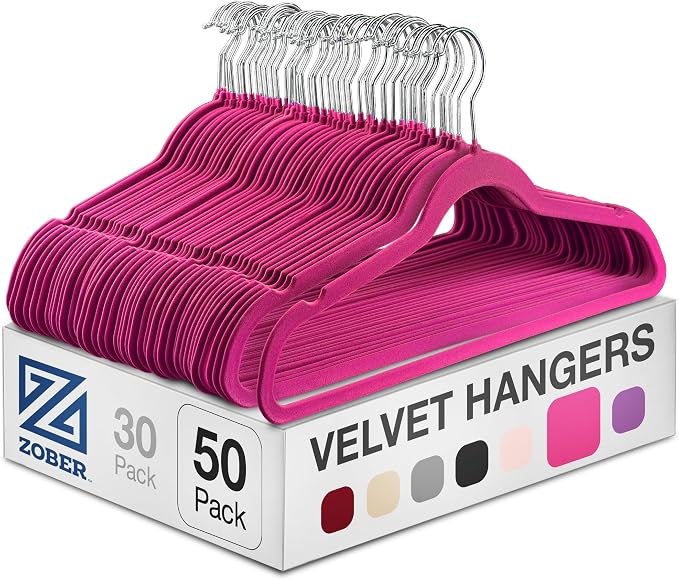 Zober Velvet Hangers 50 Pack by ZOBER