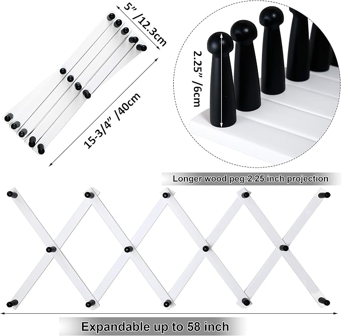 WEBI Accordion Wall Hanger, Expandable Wooden Hat Rack - Image 3