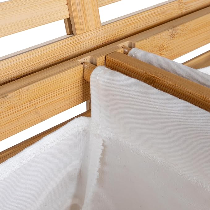 Household Essentials Bamboo and Cotton Double Laundry Sorter - Image 10