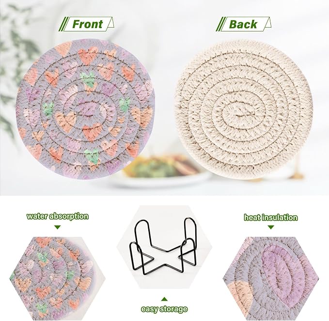 Soft Lavender Hearts Coasters Set of 6 - Image 4