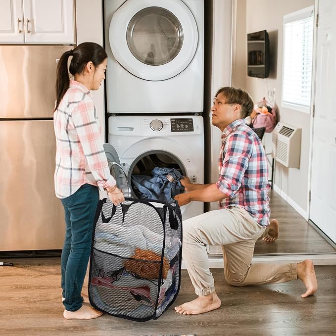 Collapsible Pop Up Laundry Hamper, Extra Large Mesh Foldable Laundry Basket Bag - Image 6
