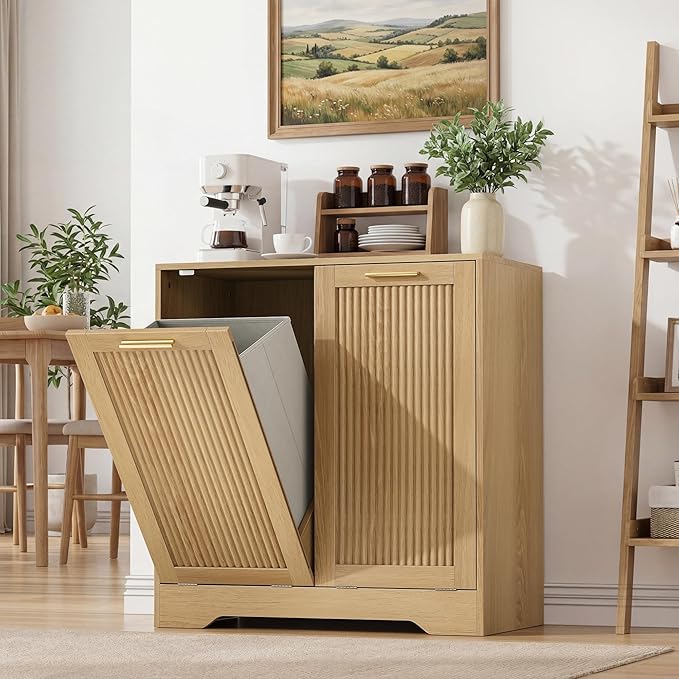 Smuxee Double Tilt Out Laundry Hamper Cabinet, Hidden Laundry Cabinet by Smuxee