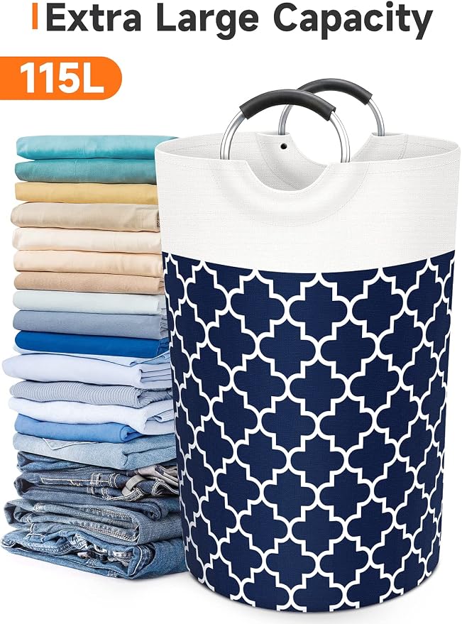 Large Laundry Basket Laundry Hamper Bag Washing Bin Clothes Bag Collapsible Tall - Image 5