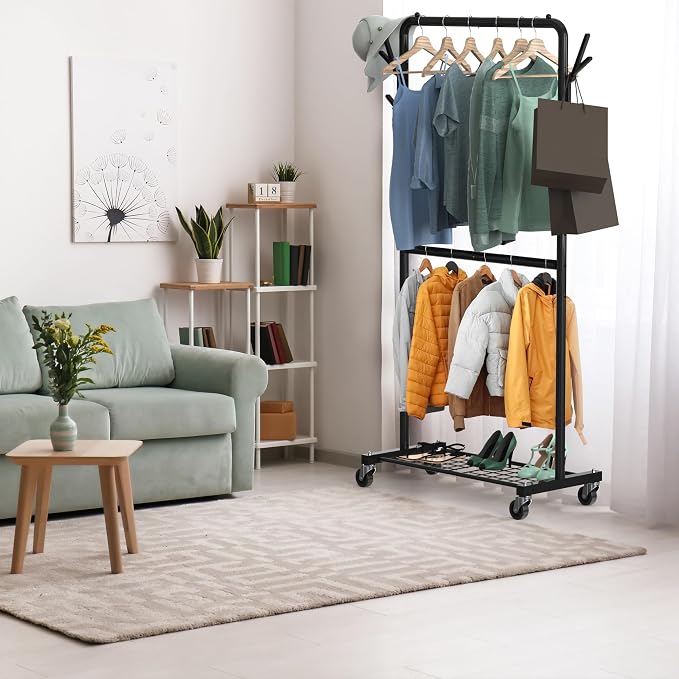 Simple Houseware Double Rod Garment Rack - Image 4