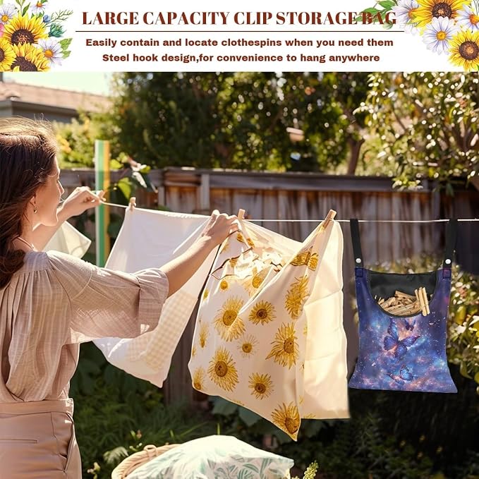 Galaxy Butterflies Print Clothespin Bag - Image 6