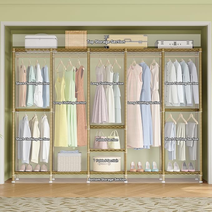 H5 Large Wire Garment Rack, Heavy Duty Clothes Racks, Wardrobe Closet Rack - Image 6