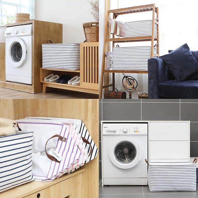 Hinwo 70L Extra Large Storage Bins, Foldable Clothes Storage Baskets - Image 3