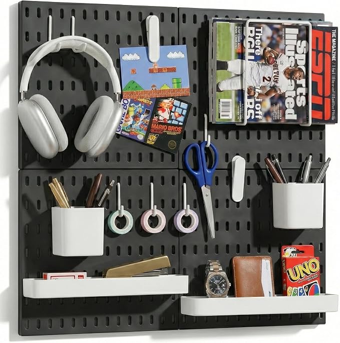 Keepo Peg Board Wall Organizer – Plastic Pegboard Panels, Modular Peg Board by Keepo