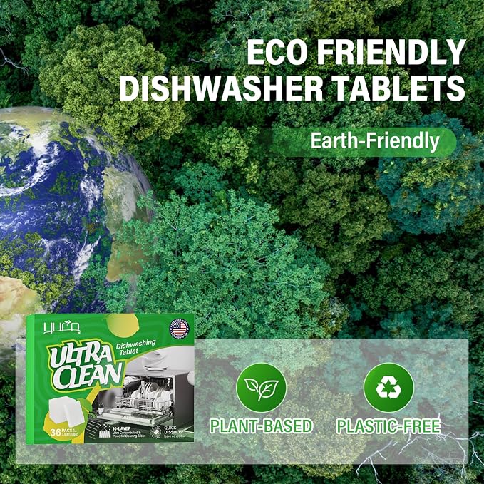 Dishwasher Detergent Tablets 100% Plastic-Free Pure Natural Plant-Based Solid - Image 3