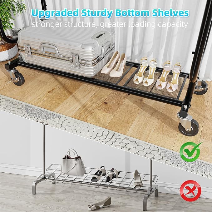 Heavy Duty Clothes Rack, Rolling Clothing Rack - Image 7